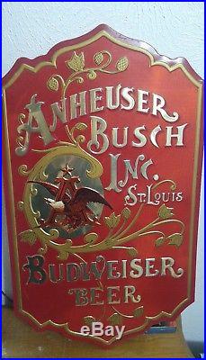 Vintage original Anheuser- Busch Budweiser St. Louis Embossed Tin Metal Sign