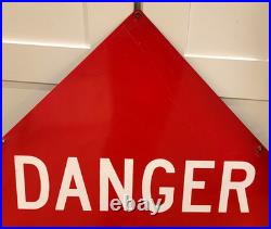 Vintage original DANGER SPEED BARRIER Sign Metal road highway hiway auto