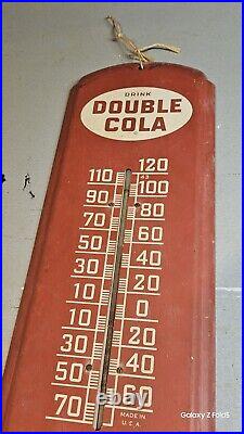 Vintage original Double Cola metal sign, antique 28x8 sign