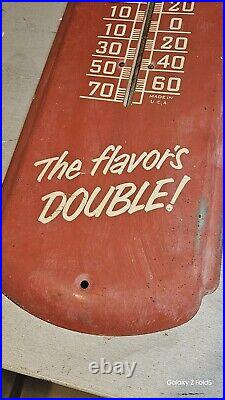 Vintage original Double Cola metal sign, antique 28x8 sign