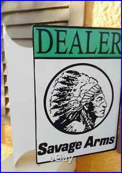 Vintage savage firearms dealer metal gun sales sign vintage metal flange sign