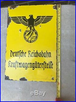 Vintage ww2 German Deutsche Reichsbahn Kraftwagenguterftelle Metal Sign