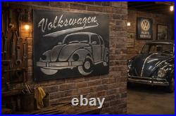 Volkswagen Beetle Vintage Metal Sign 20x24 Handmade 3D Aluminum Relief Garage