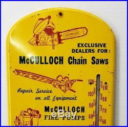Vtg 15 McCULLOCH Chain Saw Dealer Thermometer Metal Sign Central Oregon Logging