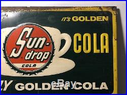 Vtg 1940s 50s Sun Drop Cola Soda Pop Metal Menu Board Sign Citrus Soda 27 Rare