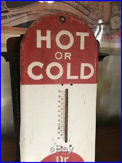 Vtg 1950's Dr Pepper Soda Pop Gas Station 16 Metal Thermometer Sign Adverti