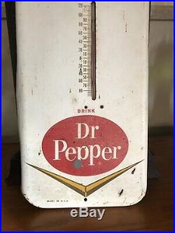 Vtg 1950's Dr Pepper Soda Pop Gas Station 16 Metal Thermometer Sign Adverti