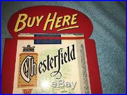 Vtg 1950s CHESTERFIELD CIGARETTES Double Sided Painted Metal Flange Sign Tobacco