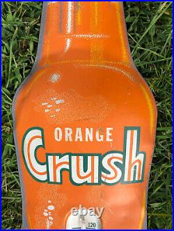 Vtg 1950s Orange Crush Soda Pop Bottle Metal Thermometer 28.5 Advertising Sign