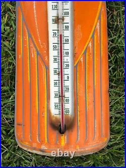 Vtg 1950s Orange Crush Soda Pop Bottle Metal Thermometer 28.5 Advertising Sign