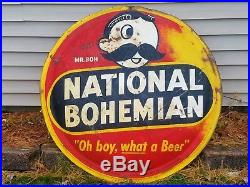 Vtg 1955 Mr. Natty Boh National Bohemian Beer Advertising 42 Metal Button Sign