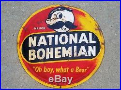 Vtg 1955 Mr. Natty Boh National Bohemian Beer Advertising 42 Metal Button Sign