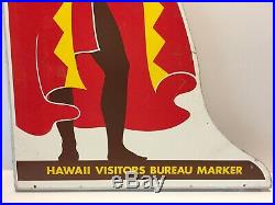 Vtg 28 King Kamehameha Official Hawaii Visitors Bureau Marker Metal Road Sign