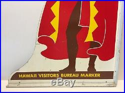 Vtg 28 King Kamehameha Official Hawaii Visitors Bureau Marker Metal Road Sign