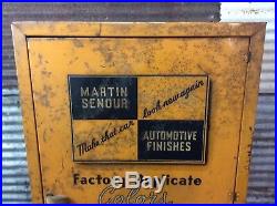 Vtg 30s 40s MARTIN SENOUR Spray Paint Metal Auto Parts Cabinet Advertising Sign