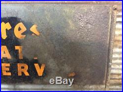 Vtg 40s 50s FIRESTONE BATTERY SERVICE Dbl Sided Metal Display Rack Sign Topper