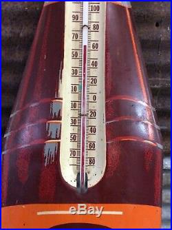 Vtg 50s Hires Root Beer Pop 29 Embossed Metal Thermometer Sign Soda Fountain