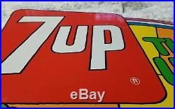 Vtg 7Up Uncola Metal Flange Sign Rainbow Peter Max Style 1971 Near Mint