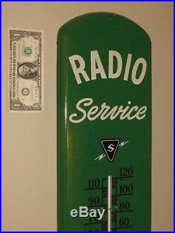 Vtg Adv Thermometer Sign, RADIO Service SYLVANIA TUBS. (S)Logo, Org, Metal, N-M, 1942