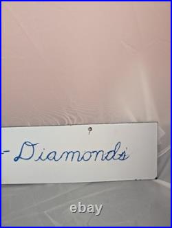 Vtg. BAR Back Room PORCELAIN SIGN SPEAKEASY Gambling Hall Jack-o-Diamonds 18X4