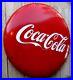 Vtg_Coca_Cola_Round_Button_Sign_48_1950_s_Red_Coke_Porcelain_Metal_Phx_AZ_Area_01_cy
