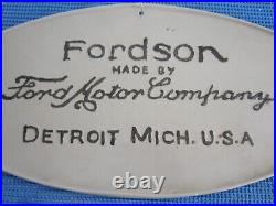 Vtg. FORDSON FORD MOTOR COMPANY SIGN, Detroit, Mich. U. S. A