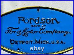Vtg. FORDSON Ford Motor Comapny Sign, Detroit, Mich. U. S. A