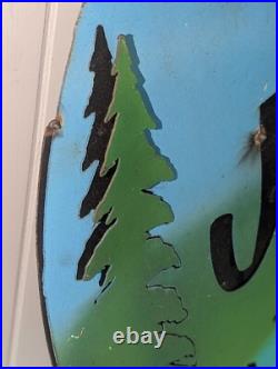 Vtg Folk Art Rustic Steel 3D Sign GO JUMP IN THE LAKE CABIN LAKE LODGE FISH 23