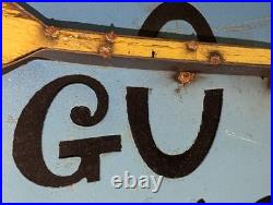 Vtg Folk Art Rustic Steel 3D Sign GO JUMP IN THE LAKE CABIN LAKE LODGE FISH 23