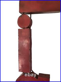 Vtg Handmade Large Red Metal Block Letters Sign LIQUOR 74 OOAK Man Cave Decor
