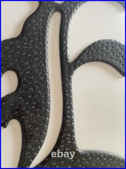 Vtg Metal Letter E Sign OLD ENGLISH Font heavy steel Hand Tooled 24 x 17 1/2