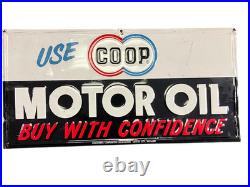 Vtg Metal Sign CO OP Motor Oil Buy with Confidence Farmers Co-Op Manzanola CO