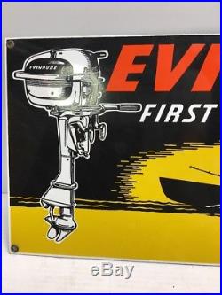 Vtg Porcelain Sign Evinrude Outboard Motors-original Andy Rooney-heavy Metal