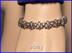 Vtg Signed ZINA Beverly Hills Heavy. 925 Sterling Silver Link Bracelet 57 Grams