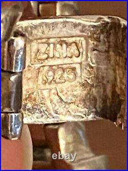 Vtg Signed ZINA Beverly Hills Heavy. 925 Sterling Silver Link Bracelet 57 Grams