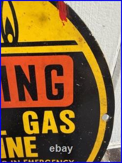 Vtg Warning Natural Gas Pipelines Oil Station Panhandle Eastern Sign Metal