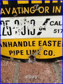 Vtg Warning Natural Gas Pipelines Oil Station Panhandle Eastern Sign Metal
