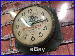 Vtg Winchester Old Metal Advertising Gun Shop Pistol Part Dealer Wall Clock Sign