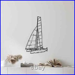 Wall Art Home Decor 3D Acrylic Metal Boat Ship Ocean Fishing Sea Fish Beach K1