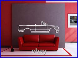 Wall Art Home Decor 3D Acrylic Metal Car Auto Poster USA Silhouette E30 Cabrio