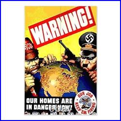 Warning American WWII Propaganda Poster WWII Propaganda Poster Aluminum Sign