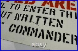 Warning Restricted Area (True Vintage) Military Army Metal Sign