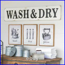 Wash & Dry Sign Embossed Metal Distressed