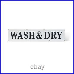 Wash & Dry Sign Embossed Metal Distressed Laundry Room Decor