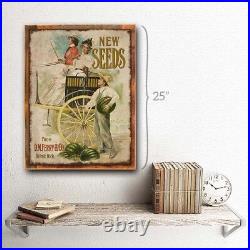 Watermelon Seeds Vintage Advertisement Metal Sign Wall Decor for Porch or Patio