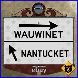 Wauwinet Nantucket Massachusetts island whale highway marker road sign 1950 16 Wauwinet Nantucket Massachusetts island whale highway marker road sign 1950 16