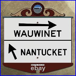 Wauwinet Nantucket Massachusetts island whale highway marker road sign 1950 16