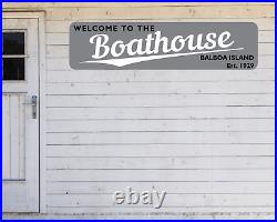 Welcome To The Boathouse Large Metal Sign Lakehouse Wall Art Outdoor Decor 72