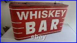 Whiskey Bar Sign Red Metal 25 Vintage Retro Western Saloon Rodeo
