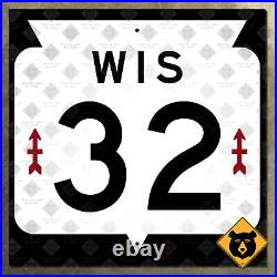 Wisconsin Highway 32 Milwaukee Green Bay Red Arrow route marker road sign 36x36